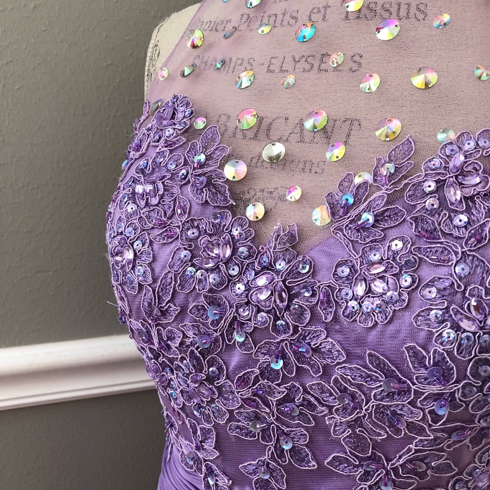 🔴CLEARANCE NEW STUDIO 17 SZ 8 LILAC BEADED ILLUSION CHIFFON FORMAL EVENING GOWN - Picture 7 of 15